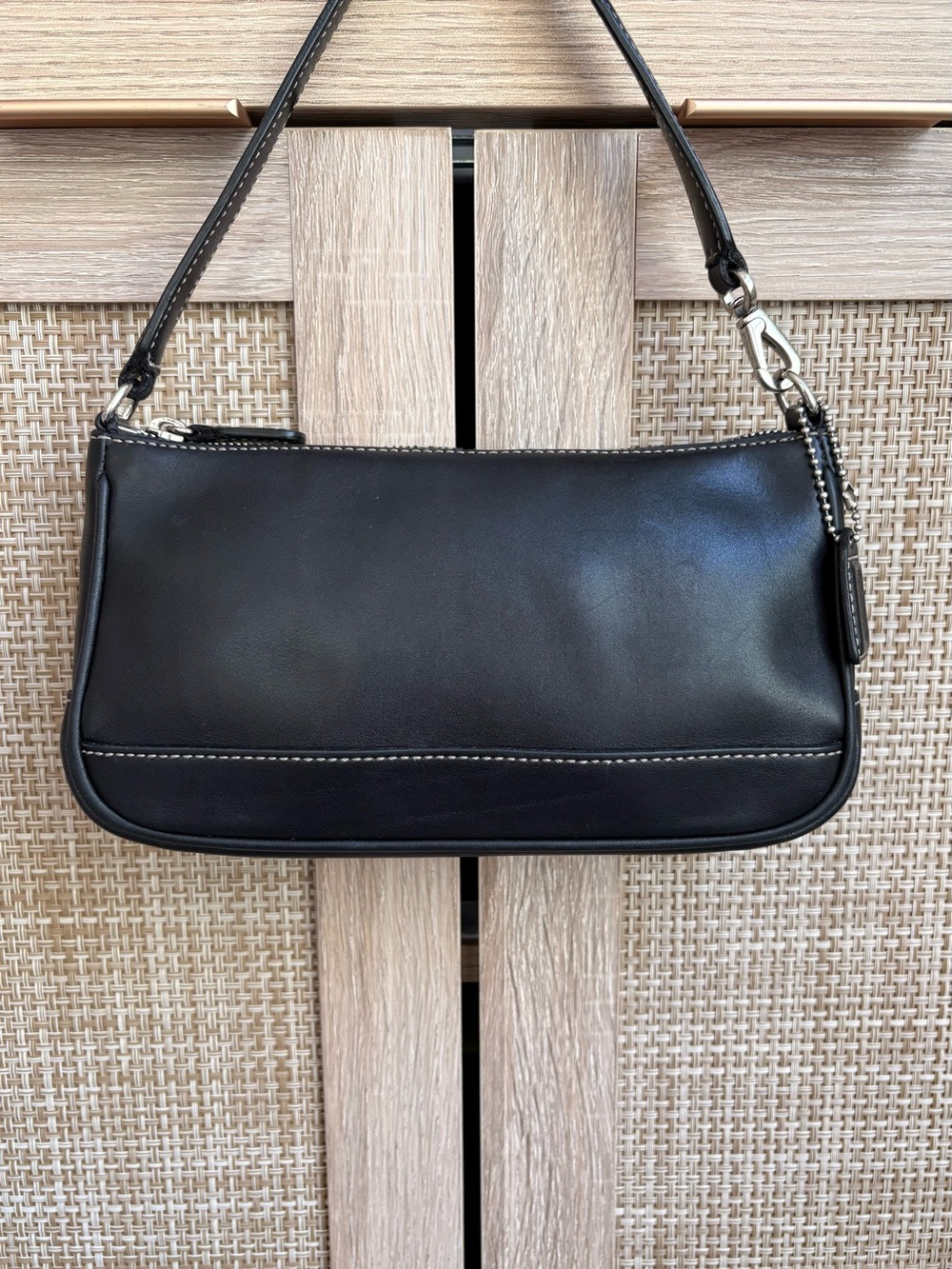 COACH Vintage Hampton Demi Black Leather Mini Shoulder Bag Handbag Y2K 7785